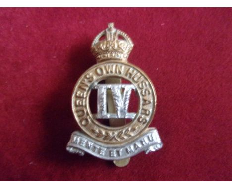 4th (Queen's Own) Hussars WWI Field Service Cap Badge (Bi-metal), slider. K&amp;K: 756