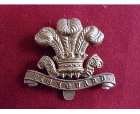 The Pembrokeshire (Castlemartin) Yeomanry (Hussars) the Fishguard Cap Badge (Brass), slider. K&amp;K: 1437