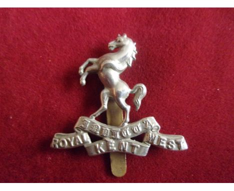 The Queen's Own (Royal West Kent Regiment) WWI Cap Badge (White-metal), slider. K&amp;K: 668