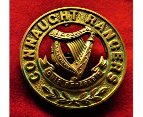 Connaught Rangers Other Ranks Helmet Plate issued between 1881-1914, (Gilding-metal), four lugs. K&amp;K: 351