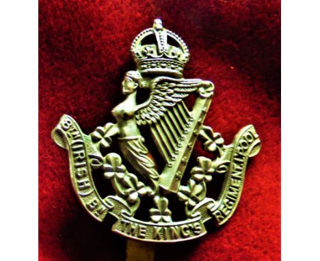 The King's (Liverpool Regiment) 8th (Irish) Battalion  Cap Badge (White-metal), slider, sealed 23rd November 1939. K&amp;K: 2