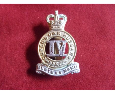 4th (Queen's Own) Hussars EIIR Cap Badge (Brass), two lugs. K&amp;K: 1897