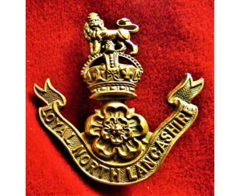 Loyal North Lancashire Regiment Officers WWI Cap Badge (Brass), two lugs. K&amp;K: 664