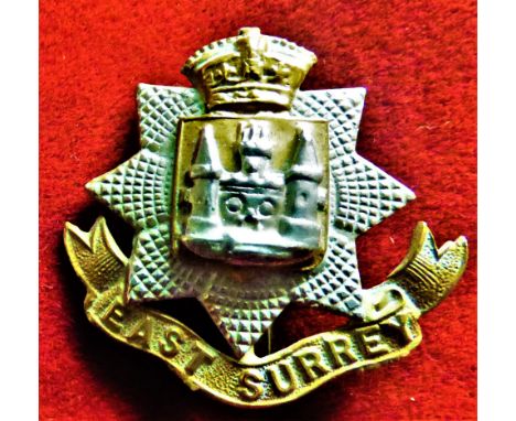 East Surrey Regiment Victorian Forage Cap Badge (Bi-metal), slider. K&amp;K: 640