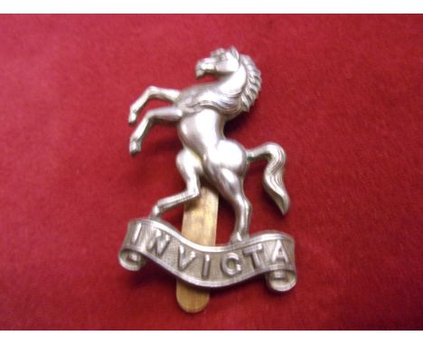 Queen's Own West Kent Yeomanry (Hussars) Cap Badge, (White-metal), slider and made J.W. Tiptaft &amp; Son Ltd, Birmingham. K&