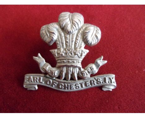 Cheshire Imperial Yeomanry (Earl of Chester's) Victorian Cap Badge (White-metal), tab and lug fitting. First type, K&amp;K: 1