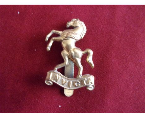 The Queen's Own Royal West Kent (Hussars) WWI Other Ranks Cap Badge (Brass), slider. K&amp;K: 1459