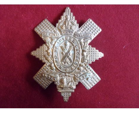 Black Watch (Royal Highlanders) WWI War Economy Cap Badge (Brass), two lugs. K&amp;K: 657