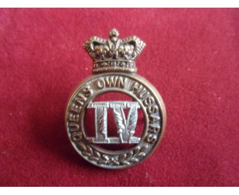 4th (Queen's Own) Hussars Victorian Field Service Cap Badge (Bi-metal), two lugs. K&amp;K: 754