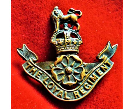 Loyal Regiment (North Lancashire) WWII Officers Cap Badge (Brass), tab fitting. K&amp;K: 665
