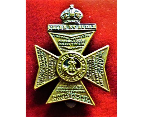 King's Royal Rifle Corps WWI Other Ranks Cap Badge (Blackened-brass), two lugs. K&amp;K: 675
