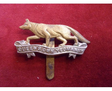 The Queen's Own Yeomanry Cap Badge (Bi-metal), slider and made J.R. Gaunt. K&amp;K: 2293