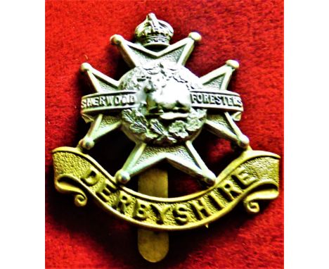 Sherwood Foresters (Derbyshire Regiment) WWI Cap Badge (Bi-metal), two lugs. K&amp;K: 662