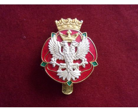 Royal Mercian and Lancastrian Yeomanry EIIR Officers Cap Badge (Gilt and enamel), slider and made Firmin. K&amp;K: 2732