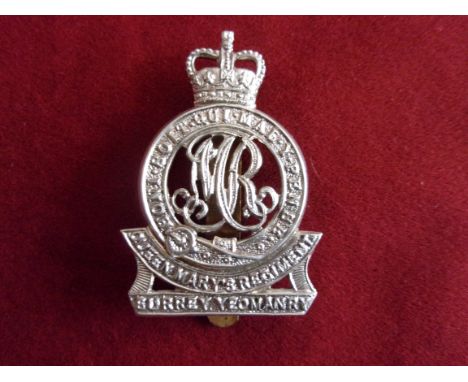 Surrey Yeomanry (Queen Mary's Regiment) EIIR Officers Cap Badge (White-metal),, two lugs and design sealed in 1951 . K&amp;K:
