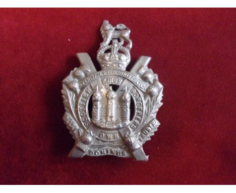 The King's Own Scottish Borderers Glengarry Badge (White-metal), two lugs. K&amp;K: 628
