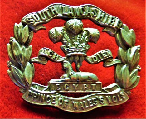 The Prince of Wales's Volunteers (South Lancashire Regiment) WWI Other Ranks Forage Cap Badge (White-metal), two lugs. K&amp;