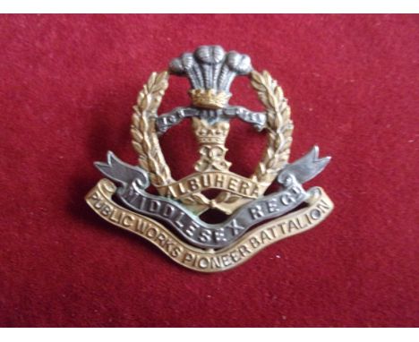 The Duke of Cambridge's Own (Middlesex Regiment), 18th Battalion (1st Public Works), (Pioneers). (Bi-metal), two lugs. K&amp;