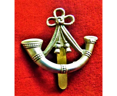 Oxfordshire and Buckinghamshire Light Infantry WWI 1st Battalion Cap Badge (White-metal), slider. K&amp;K: 658