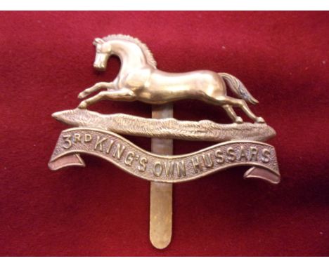 3rd (King's Own) Hussars WWI Other Ranks Cap Badge (Brass), slider. K&amp;K: 753