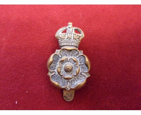 The Queen's Own Yorkshire (Yeomanry) Dragoons WWI Cap Badge (Blackened-brass), short style slider made by F.N. B'ham. K&amp;K