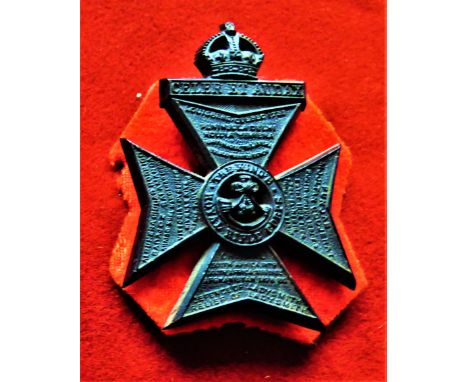 King's Royal Rifle Corps Forage WWII Economy Plastic Cap Badge (Economy plastic with red felt backing), tab fitting, sealed 1