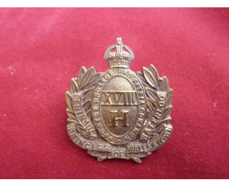 The 18th (Queen Mary's Own) Royal Hussars 1905-1910 Cap Badge (Brass), two lugs. K&amp;K: 787