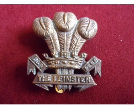Prince of Wales's Leinster Regiment (Royal Canadians) WWI War Economy Cap Badge (Brass), slider. K&amp;K: 699