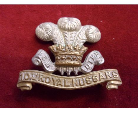 10th (The Prince of Wales Own Royal Regiment) Hussars WWI Cap Badge (Bi-metal), two lugs. K&amp;K: 765