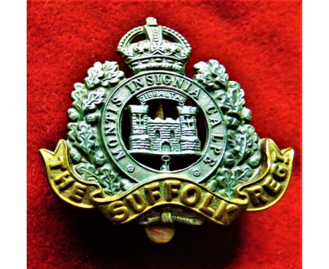 The Suffolk Regiment Forage Cap Badge (Bi-metal), two lugs, second type. K&amp;K: 604