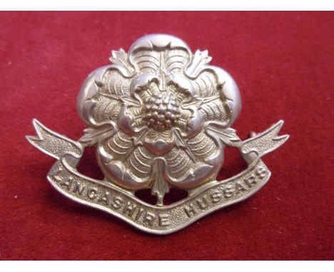 Lancashire (Yeomanry) Hussars WWI Other Ranks Cap Badge (White-metal), two lugs. K&amp;K: 1472