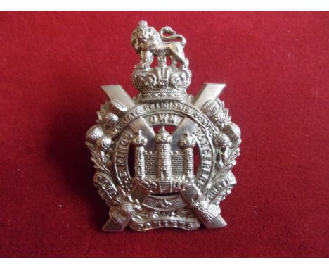 The King's Own Scottish Borderers Other Ranks Helmet Plate Centre (White-metal), two lugs and third type with Thistle wreath,