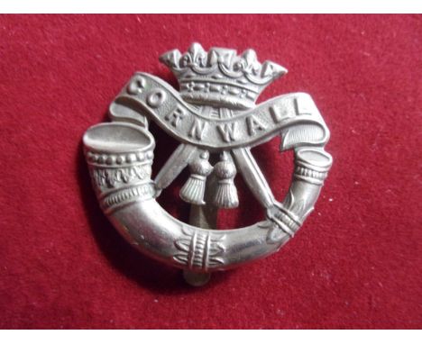 The Duke of Cornwall's Light Infantry WWI Forage Cap Badge (White-metal), slider. K&amp;K: 641