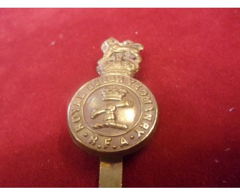 Royal Devonshire Yeomanry (Royal Field Artillery) WWI Cap Badge (Gilding-metal), slider. K&amp;K: 1454