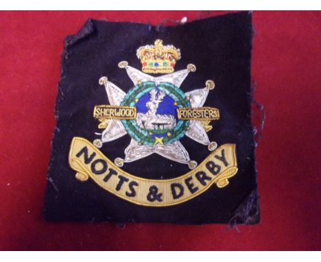 Notts and Derby (Sherwood Foresters) EIIR Cloth Patch (Gold and Silver braid), an excellent patch. 