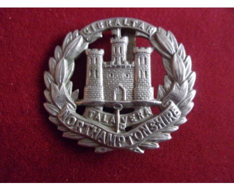 Northamptonshire Regiment  Other Ranks/Sergeants Forage Cap Badge (White-metal), slider. K&amp;K: 666