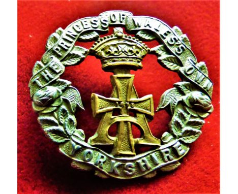 Alexandra, Princess of Wales's Own (Yorkshire Regiment) Forage Cap Badge (Bi-metal), two lugs. K&amp;K: 615