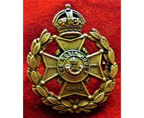 Notts &amp; Derby 7th Robin Hoods Battalion, Sherwood Foresters (Notts and Derby) Regiment Cap Badge (White-metal), slider. K