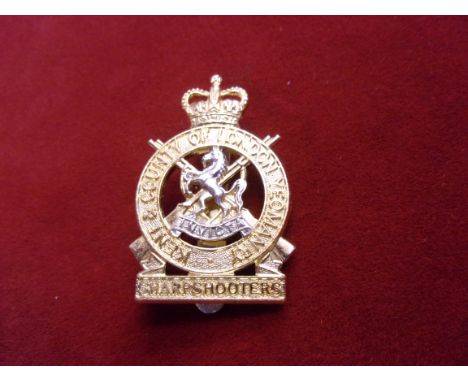 Kent and County of London Yeomanry (Sharp Shooters) EIIR Cap Badge (Anodised), two lugs. K&amp;K: 2288