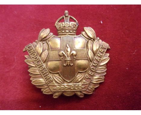 Lincolnshire Yeomanry (Lancers) WWI Cap Badge (Gilding-metal), slider and made J.R. Gaunt. K&amp;K: 1483