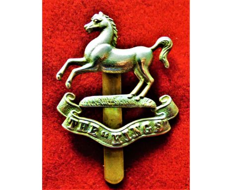 The King's (Liverpool Regiment) 7th Battalion Territorial Cap Badge (White-metal), slider, issued between 1908-1921. K&amp;K: