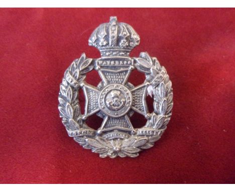 Rifle Brigade Victorian Forage Cap Badge (White-metal), two lugs, Guelphic crown and larger variant. K&amp;K: 703