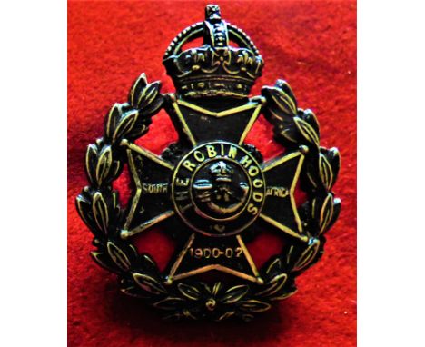 Sherwood Foresters (Nottingham &amp; Derbyshire Regiment) 7th (Robin Hood) Battalion WWII Officers Cap Badge (White-metal bla