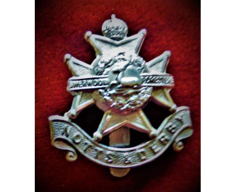 The Sherwood Foresters (Derbyshire Regiment) WWI Officers Forage Cap Badge (Bi-metal with Nickle plate), slider. K&amp;K: 662