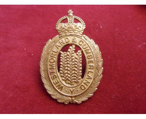 The Westmoreland and Cumberland Yeomanry (Hussars) Economy Cap Badge (Brass), two lugs. K&amp;K: 1435