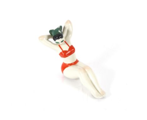 O. Rapaiy for Corosten Porcelain, "Girl In A Red Bikini", circa 1950's / 60's AF
