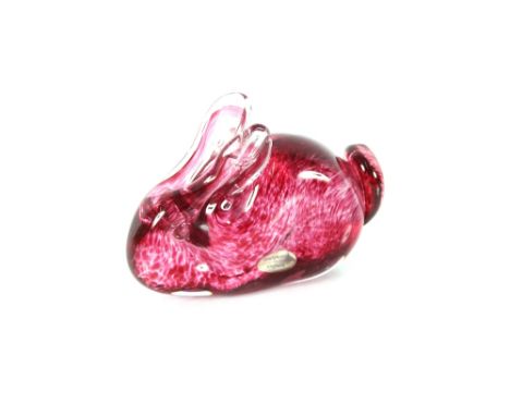 A Wedgwood ruby glass rabbit, 14cm long