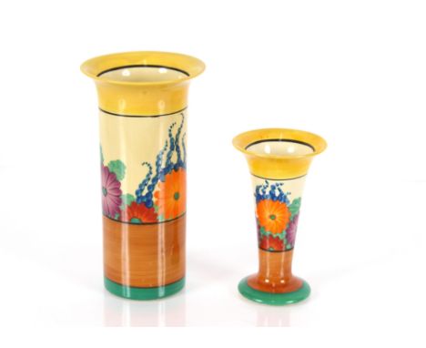 Two Clarice Cliff "Gay Day" pattern vases (restored)