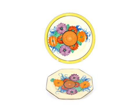 Two Clarice Cliff "Gay Day" pattern tea plates 