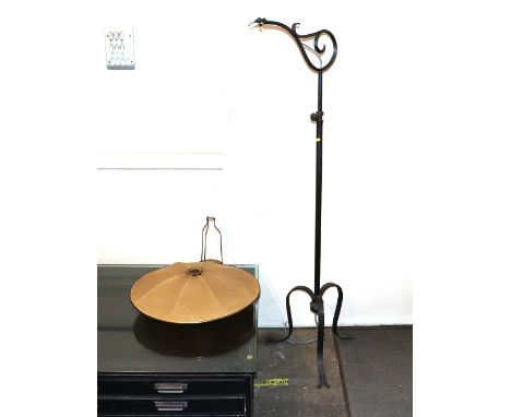An Art Deco 1920's style adjustable standard lamp and shade